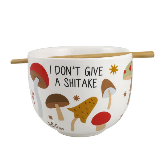 "I Don't Give A Shitake" Ramen Bowl and Chopsticks Set, 5.25"