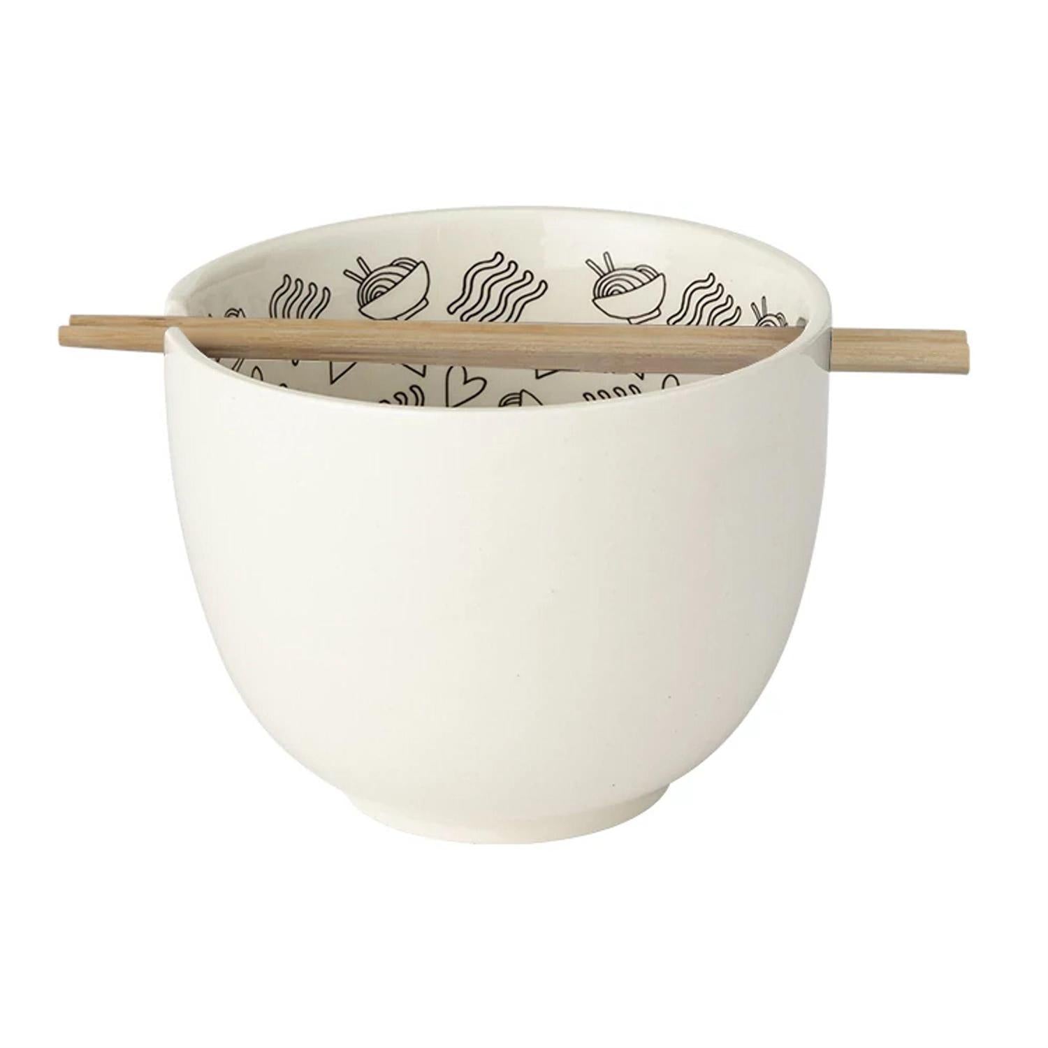 "I'm a Hopeless Ramen-Tic" Ramen Bowl and Chopsticks Set, 5.25"