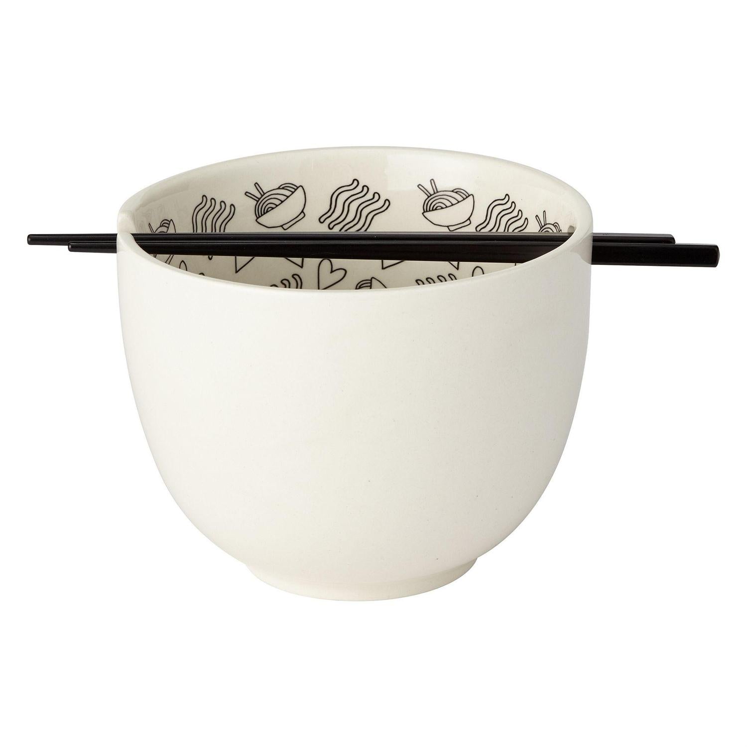 "I'm a Hopeless Ramen-Tic" Ramen Bowl and Chopsticks Set, 5.25"