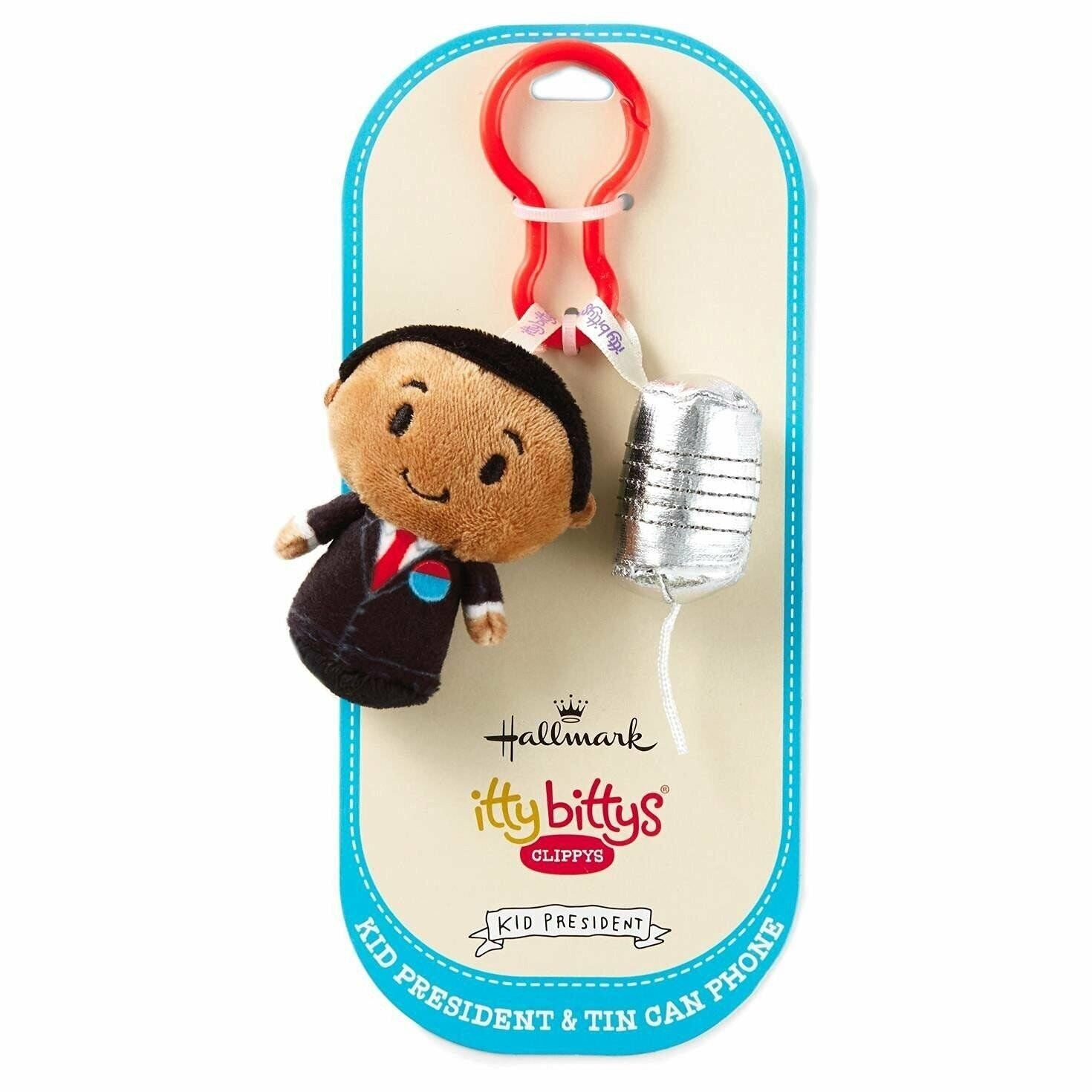 Itty Bittys Clippys Dark Skin Kid President & Tin Can Phone, 2.75"