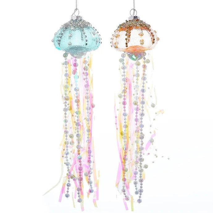 Jellyfish Glass Ornaments, Set of 2