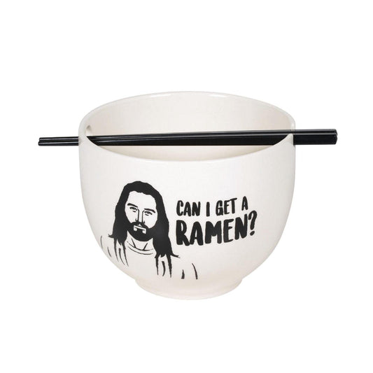 Jesus Can I Get a Ramen? Bowl and Chopsticks Set, 5.25"