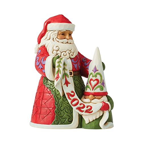 Jim Shore 2022 Dated Santa With Gnome Figurine, 7.6"