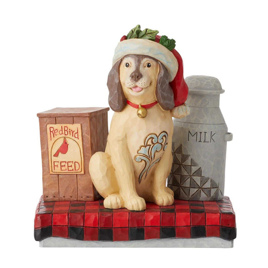 Jim Shore Country Living "Peace In The Country" Dog Milk Pail, Figurine, 5.25"