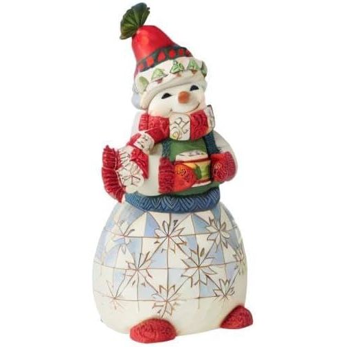 Jim Shore Cozy Snowman With Mug Figurine, 8.6"