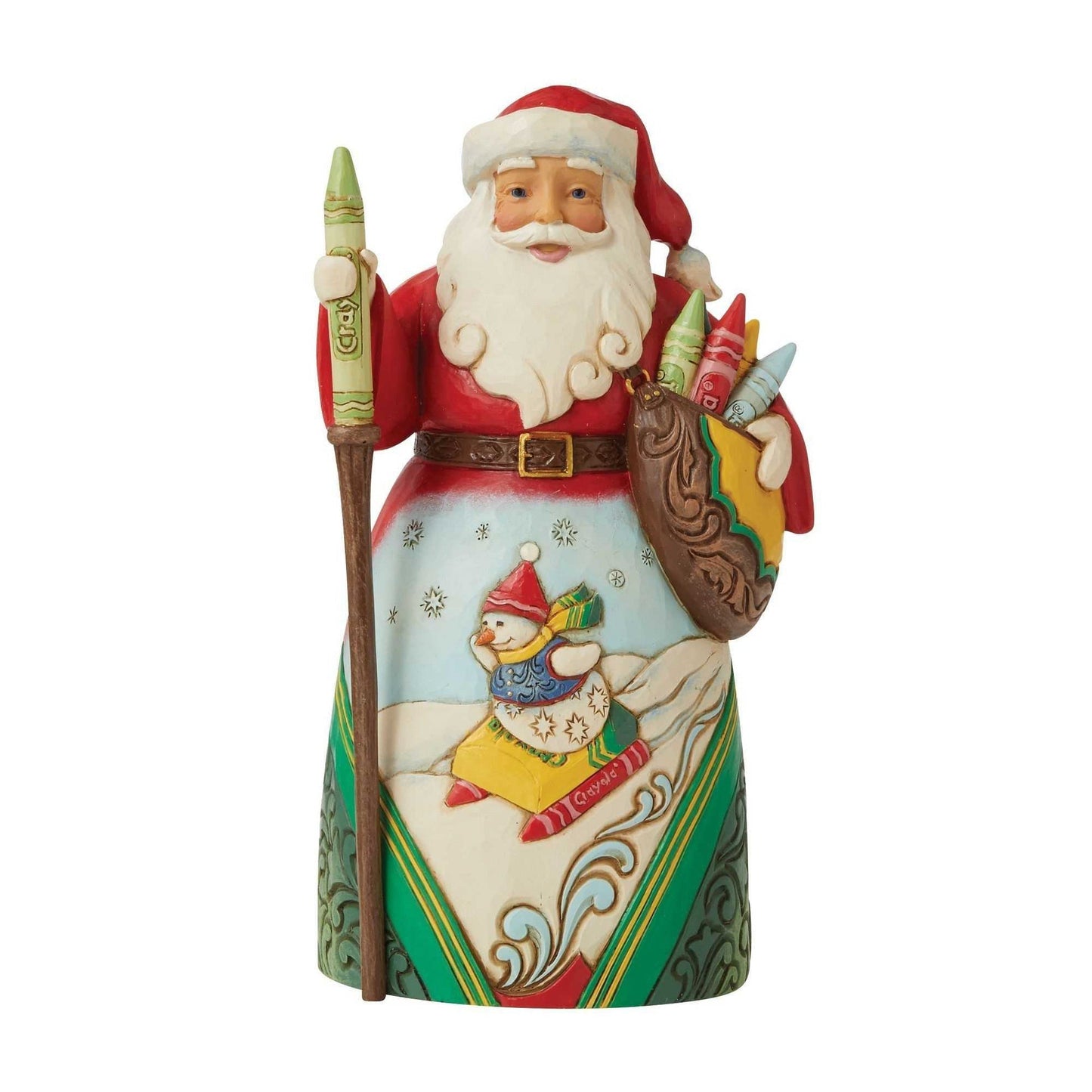 Jim Shore Crayola Santa with Sled Scene Christmas Figurine, 7" H