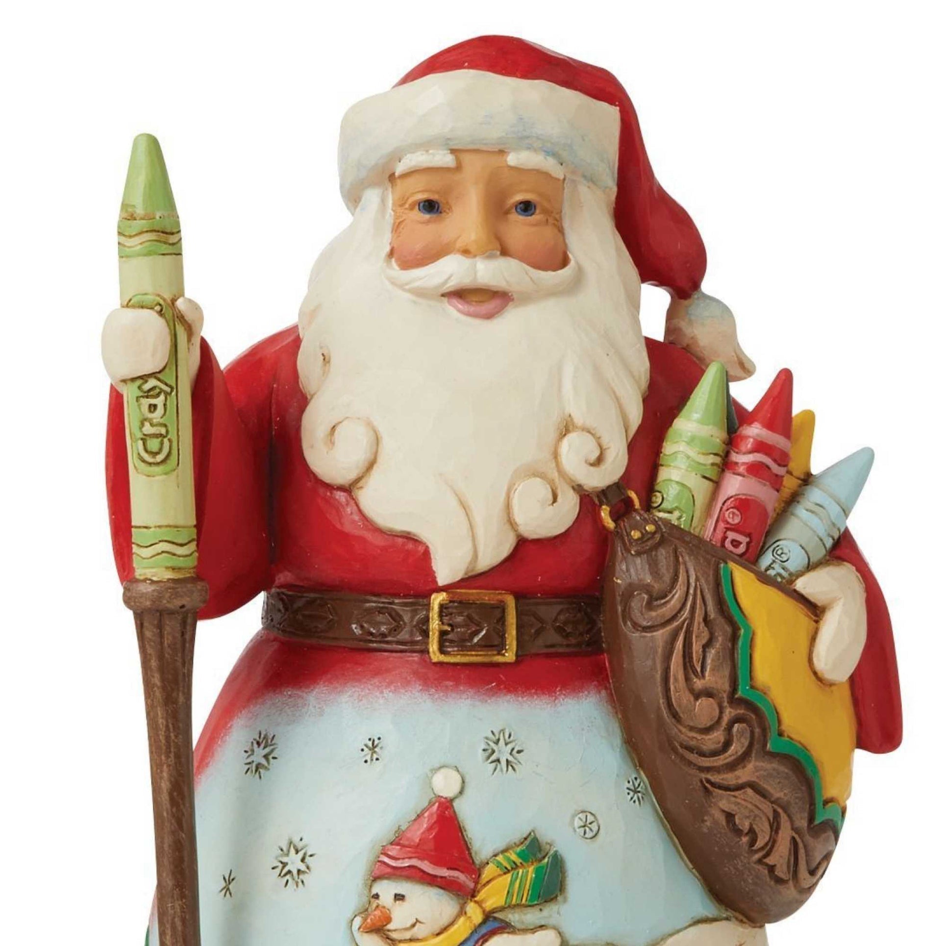 Jim Shore Crayola Santa with Sled Scene Christmas Figurine, 7" H