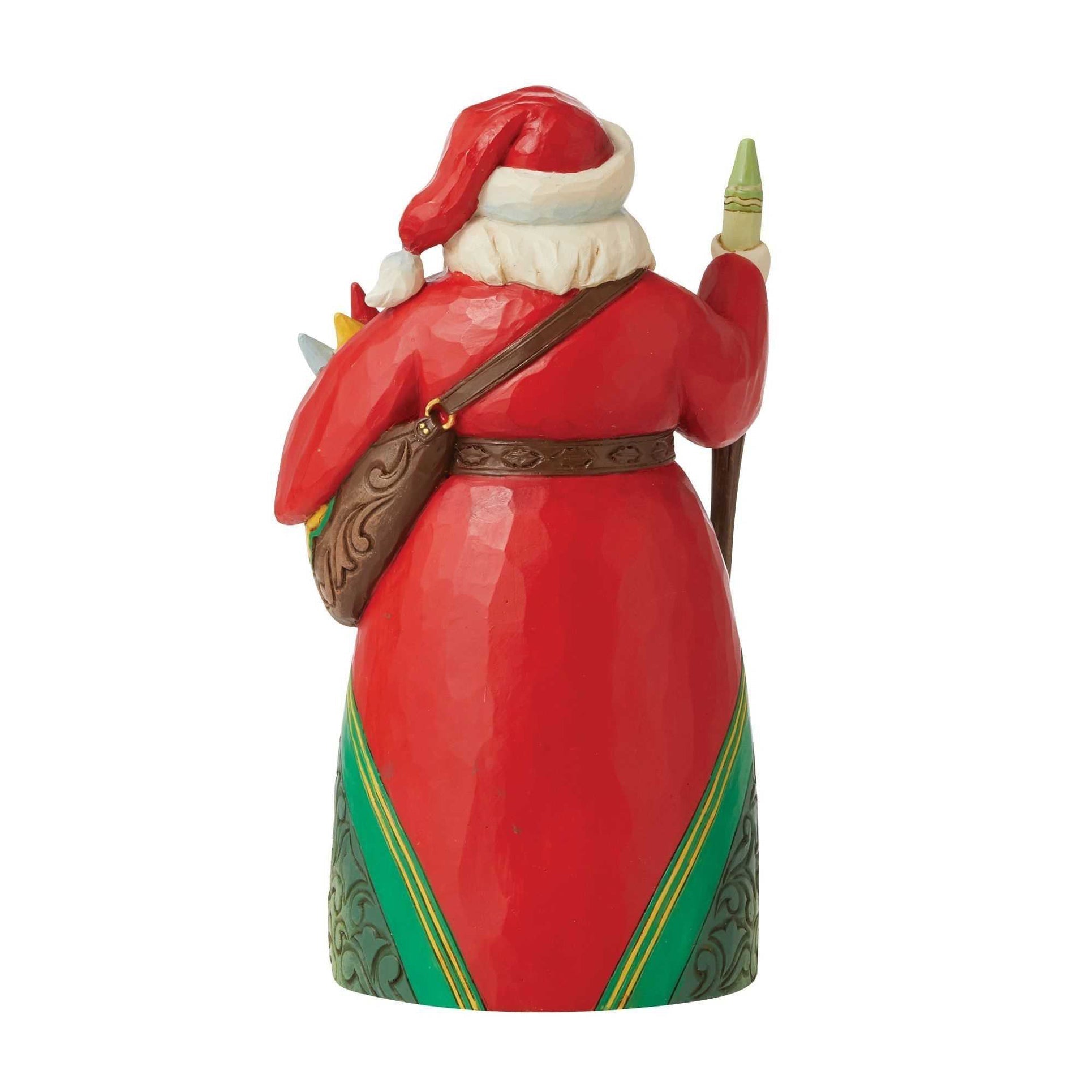 Jim Shore Crayola Santa with Sled Scene Christmas Figurine, 7" H