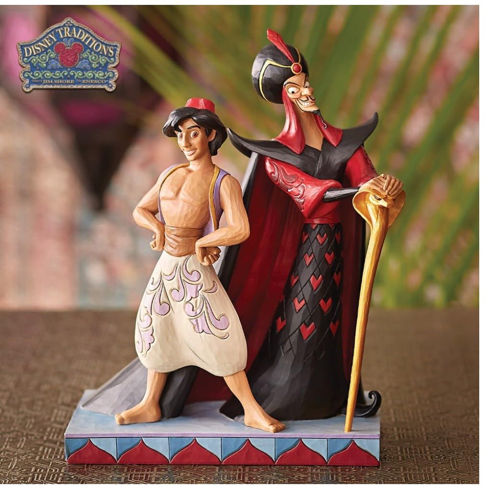 Jim Shore Disney Traditions Aladdin and Jafar Good vs Evil Figurine, 9.5"