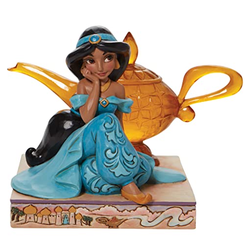 Jim Shore Disney Traditions Aladdin Jasmine with Genie Lamp Figurine, 5.25 Inch