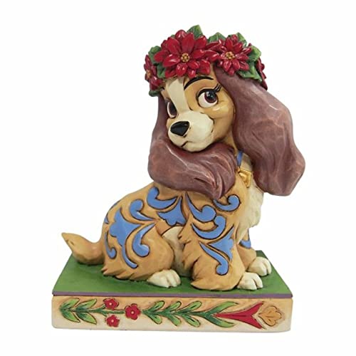 Jim Shore Disney Traditions Lady and The Tramp Christmas Holly Crown Figurine, 4.25 Inch,