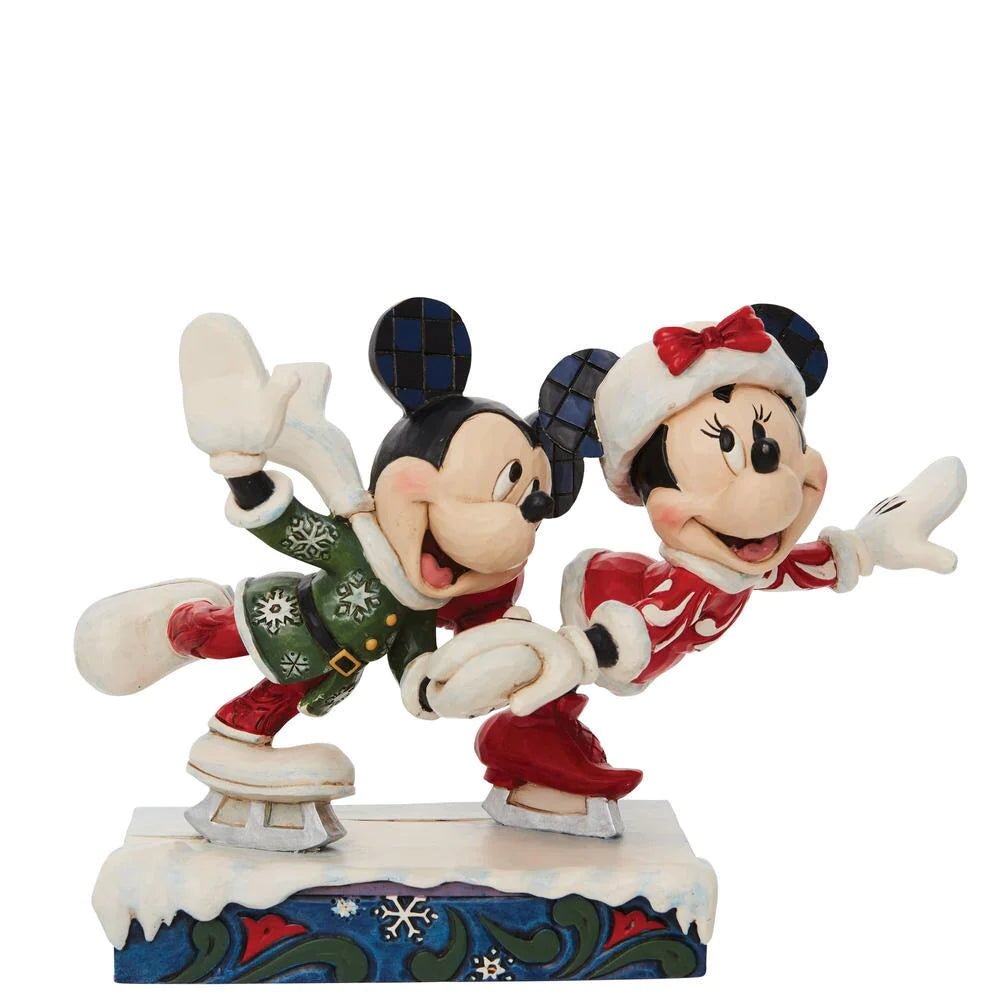 Jim Shore Disney Traditions Minnie and Mickey Mouse Ice Skating Figurine, 5 Inch