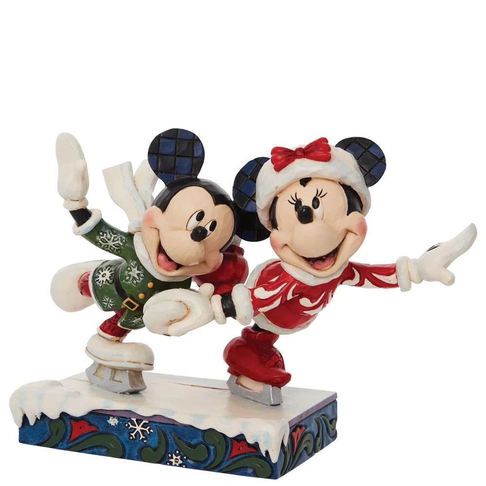 Jim Shore Disney Traditions Minnie and Mickey Mouse Ice Skating Figurine, 5 Inch