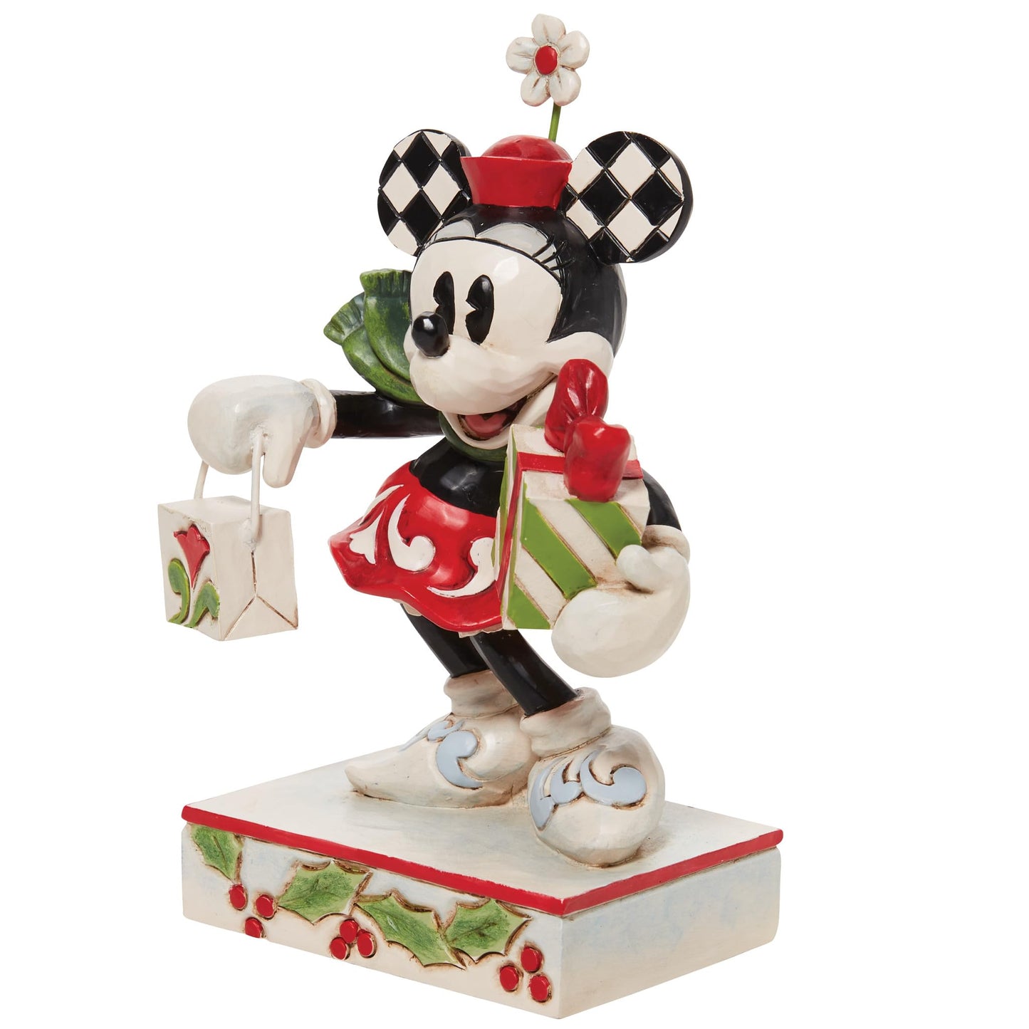 Jim Shore Disney Traditions Minnie Mouse Christmas Shopping Figurine, 5.25"