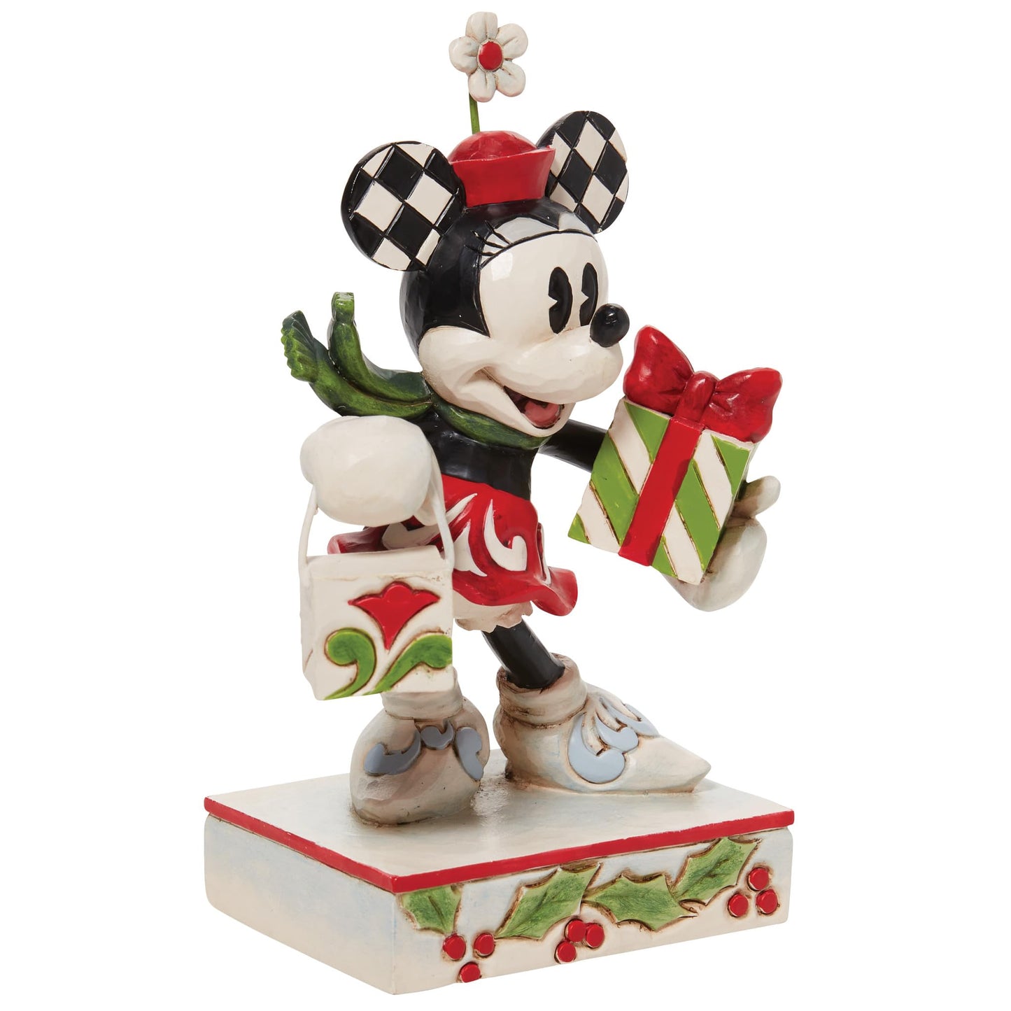 Jim Shore Disney Traditions Minnie Mouse Christmas Shopping Figurine, 5.25"