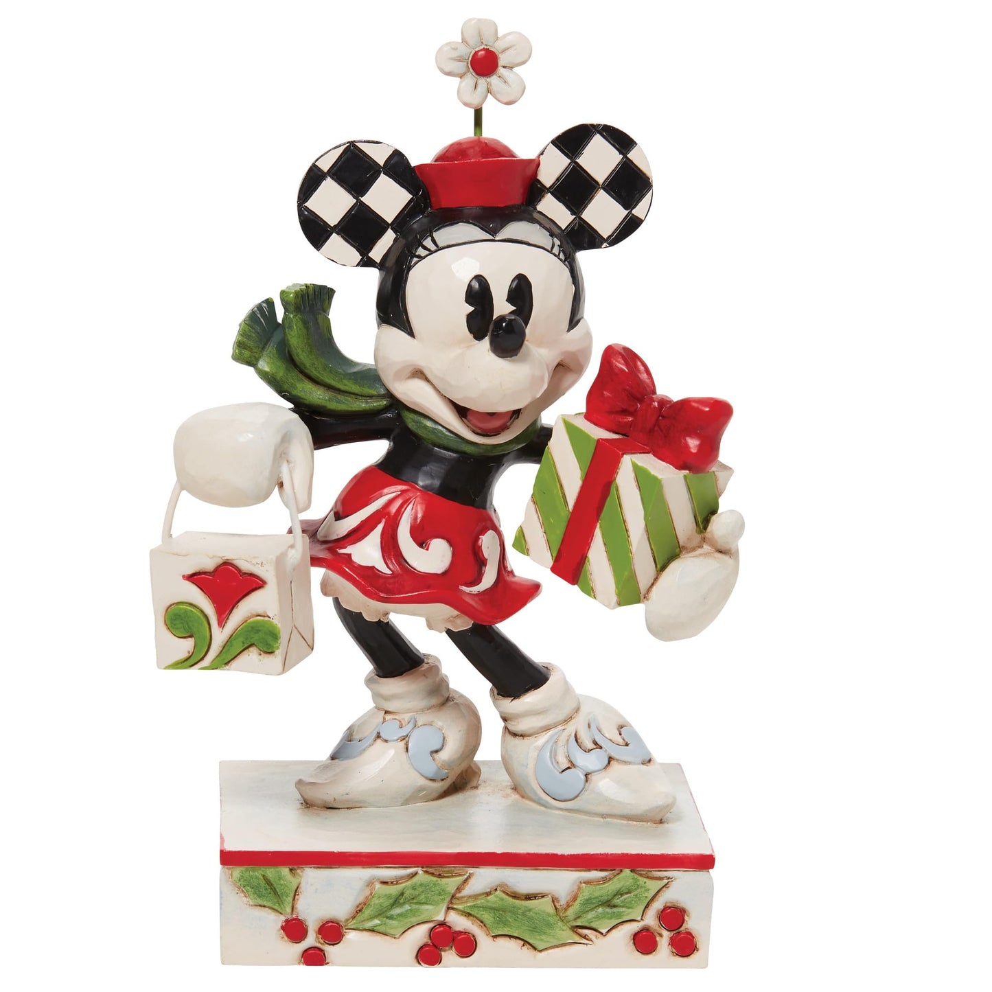 Jim Shore Disney Traditions Minnie Mouse Christmas Shopping Figurine, 5.25"