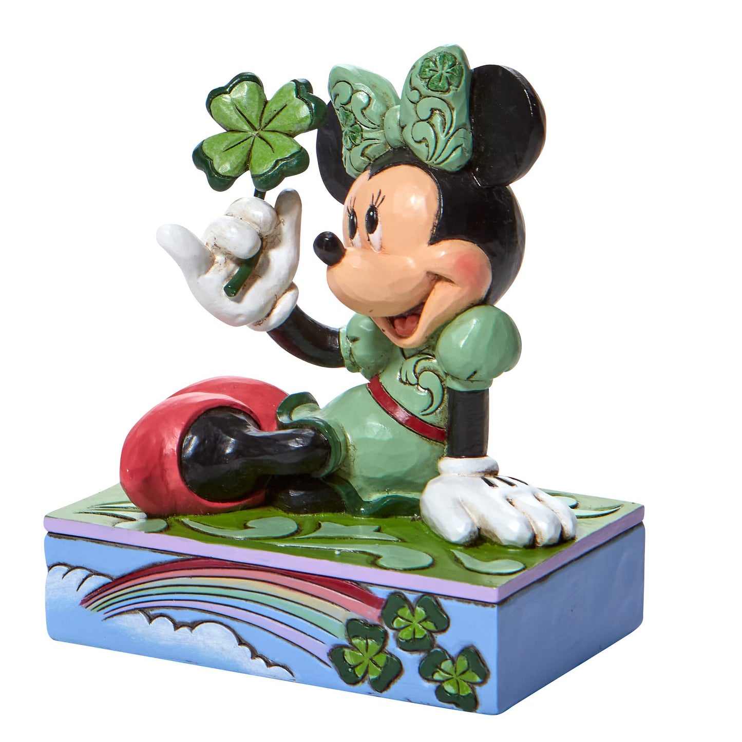 Jim Shore Disney Traditions Minnie Mouse Shamrock Personality Pose Figurine, 3.25"