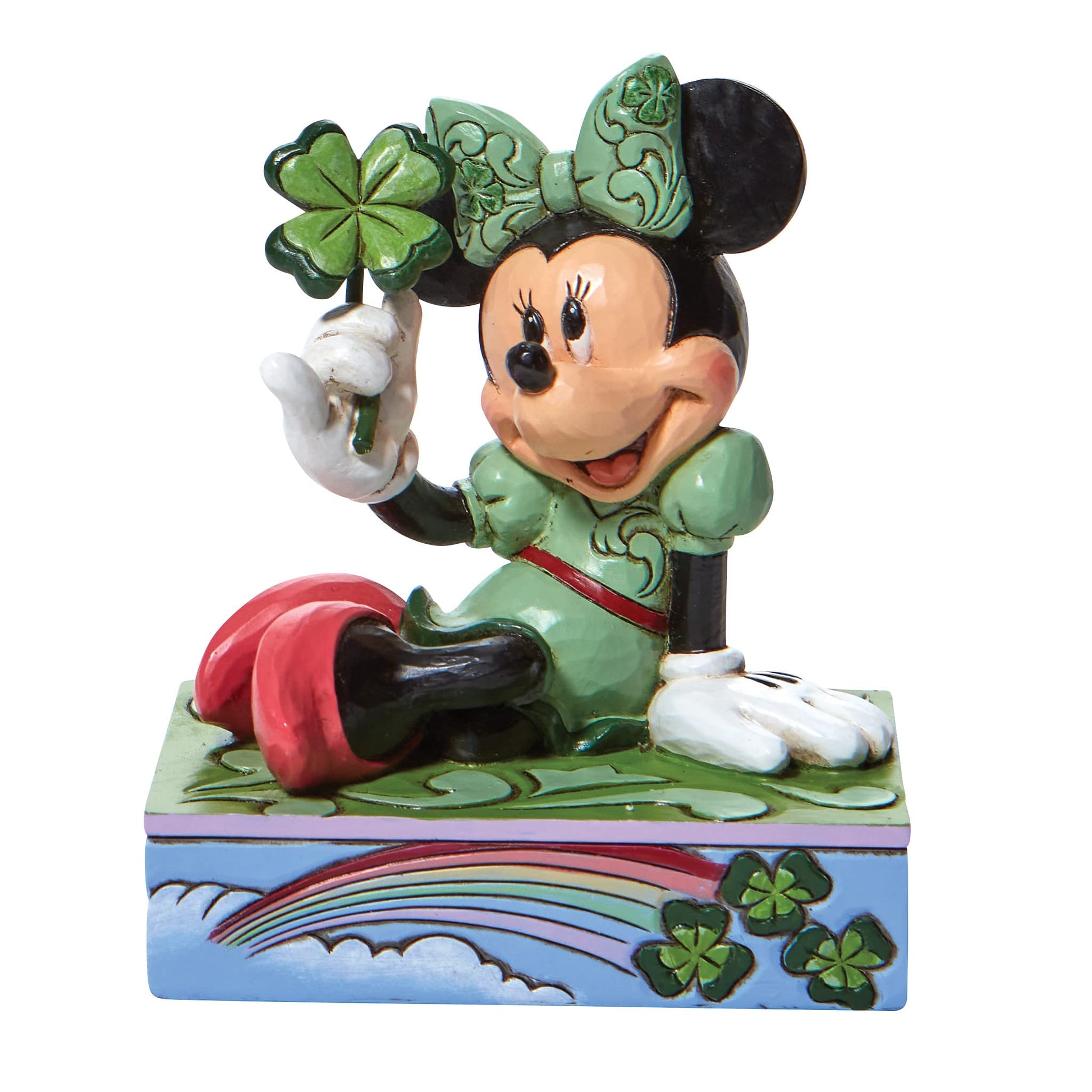 Jim Shore Disney Traditions Minnie Mouse Shamrock Personality Pose Figurine, 3.25"