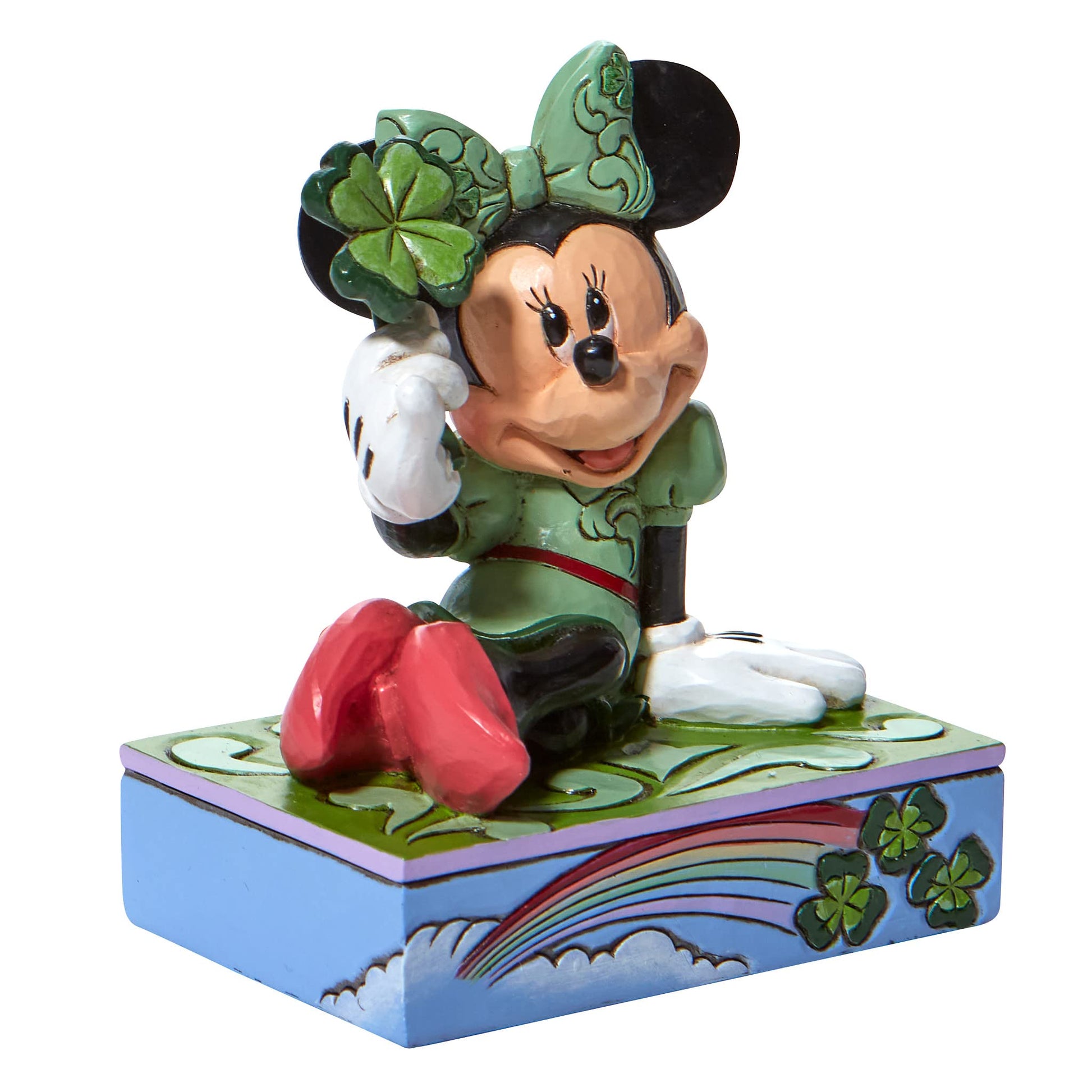 Jim Shore Disney Traditions Minnie Mouse Shamrock Personality Pose Figurine, 3.25"