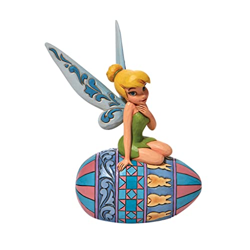 Jim Shore Disney Traditions Peter Pan Tinker Bell Sitting on Easter Egg Figurine, 6.1"