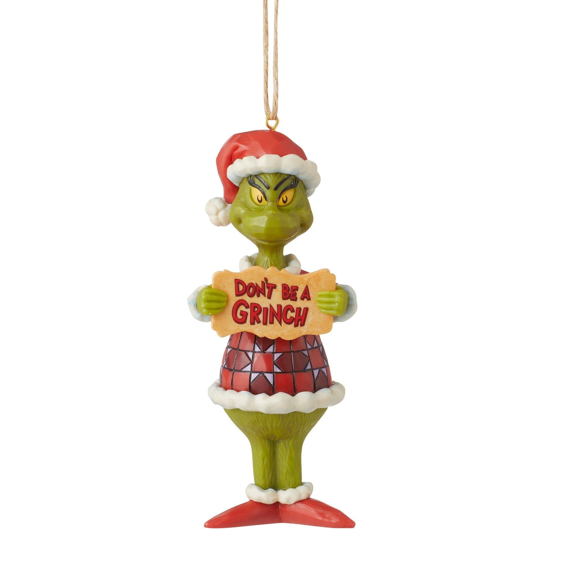 Jim Shore Dr. Seuss Don't Be a Grinch Hanging Ornament, 5 Inch