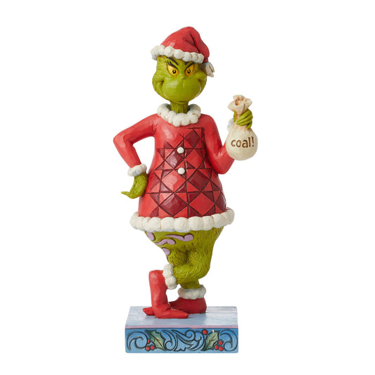 Jim Shore Dr. Seuss Grinch with a Bag of Coal Figurine, 9.06"