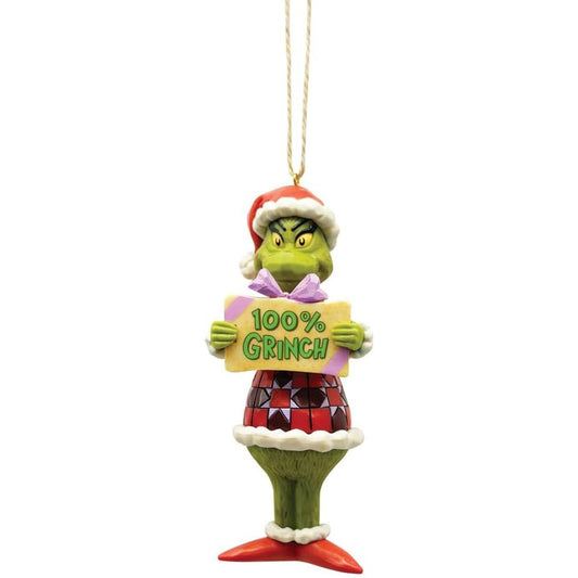 Jim Shore Dr. Seuss The Grinch 100% Grinch Hanging Ornament, 5"