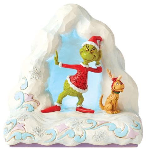 Jim Shore Dr. Seuss The Grinch and Max on Snow Mound Lit Figurine