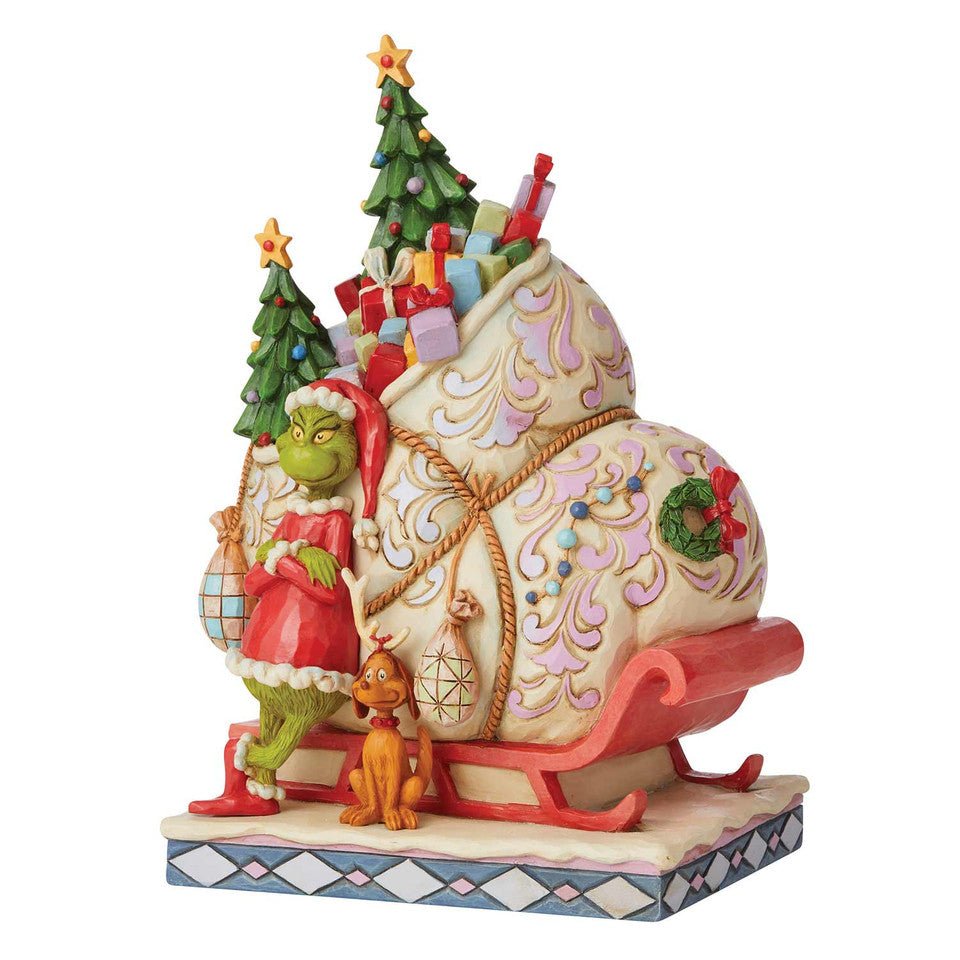 Jim Shore Dr. Seuss The Grinch and Max Standing by Sleigh Figurine