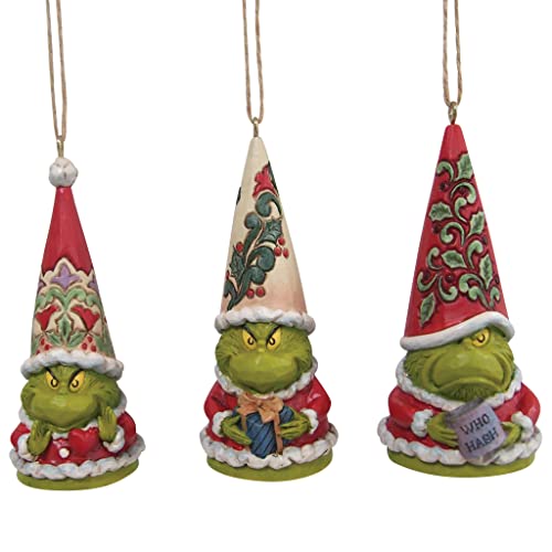 Jim Shore Dr. Seuss The Grinch Gnomes Hanging Ornament Set, 3.375 Inch