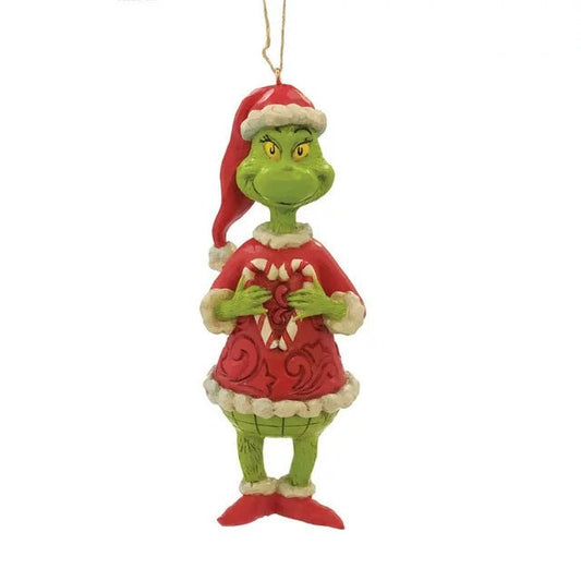 Jim Shore Dr. Seuss The Grinch Holding Candy Cane Hanging Ornament, 5"