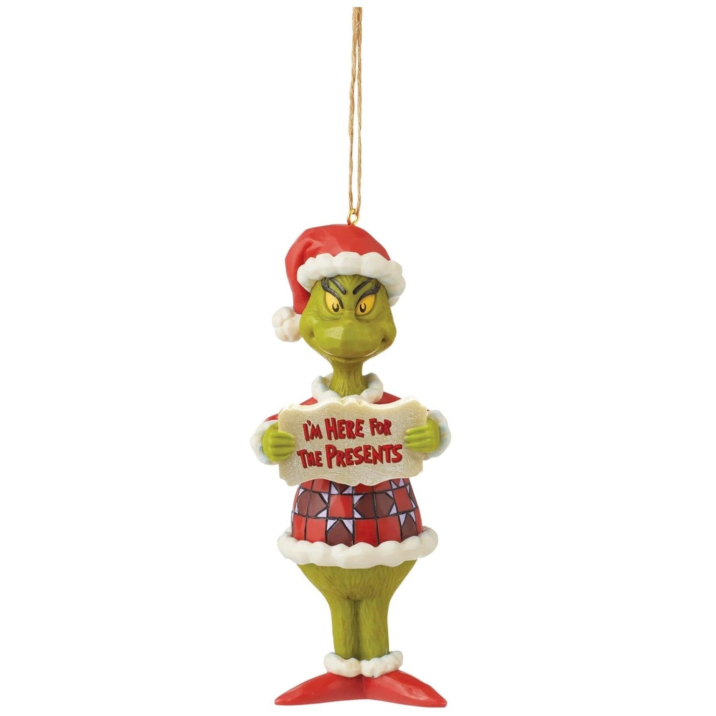 Jim Shore Dr. Seuss The Grinch I'm Here for The Presents Hanging Ornament, 5"