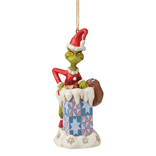 Jim Shore Dr. Seuss The Grinch in Chimney Ornament, 5 Inch