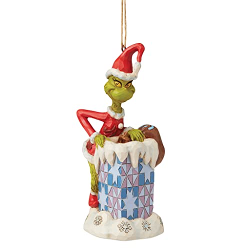 Jim Shore Dr. Seuss The Grinch in Chimney Ornament, 5 Inch