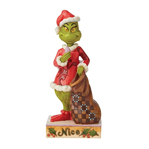 Jim Shore Dr. Seuss The Grinch Naughty and Nice Double Sided Figurine, 8.27 Inch