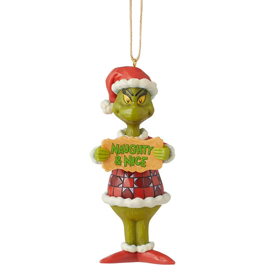 Jim Shore Dr. Seuss The Grinch Naughty and Nice Hanging Ornament, 5 Inch