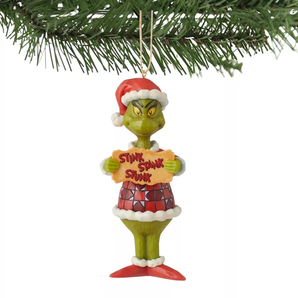 Jim Shore Dr. Seuss The Grinch Stink Stank Stunk Hanging Ornament, 5"