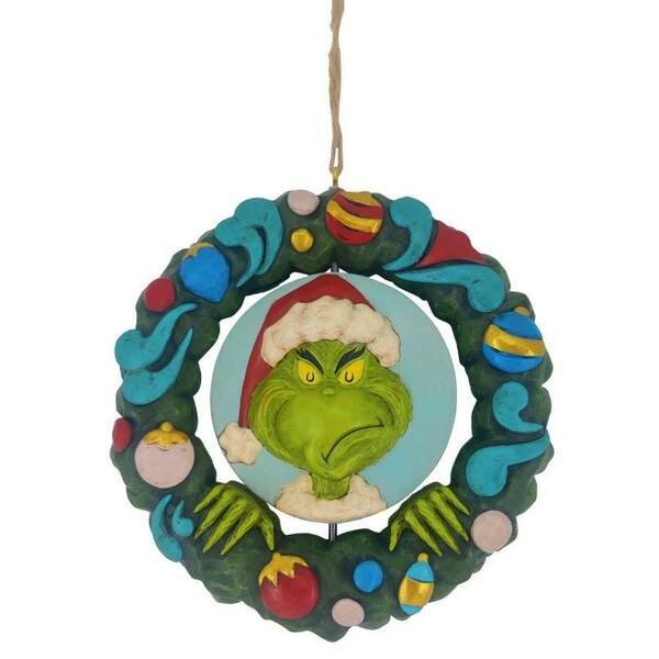 Jim Shore Grinch Bust in Wreath Ornament