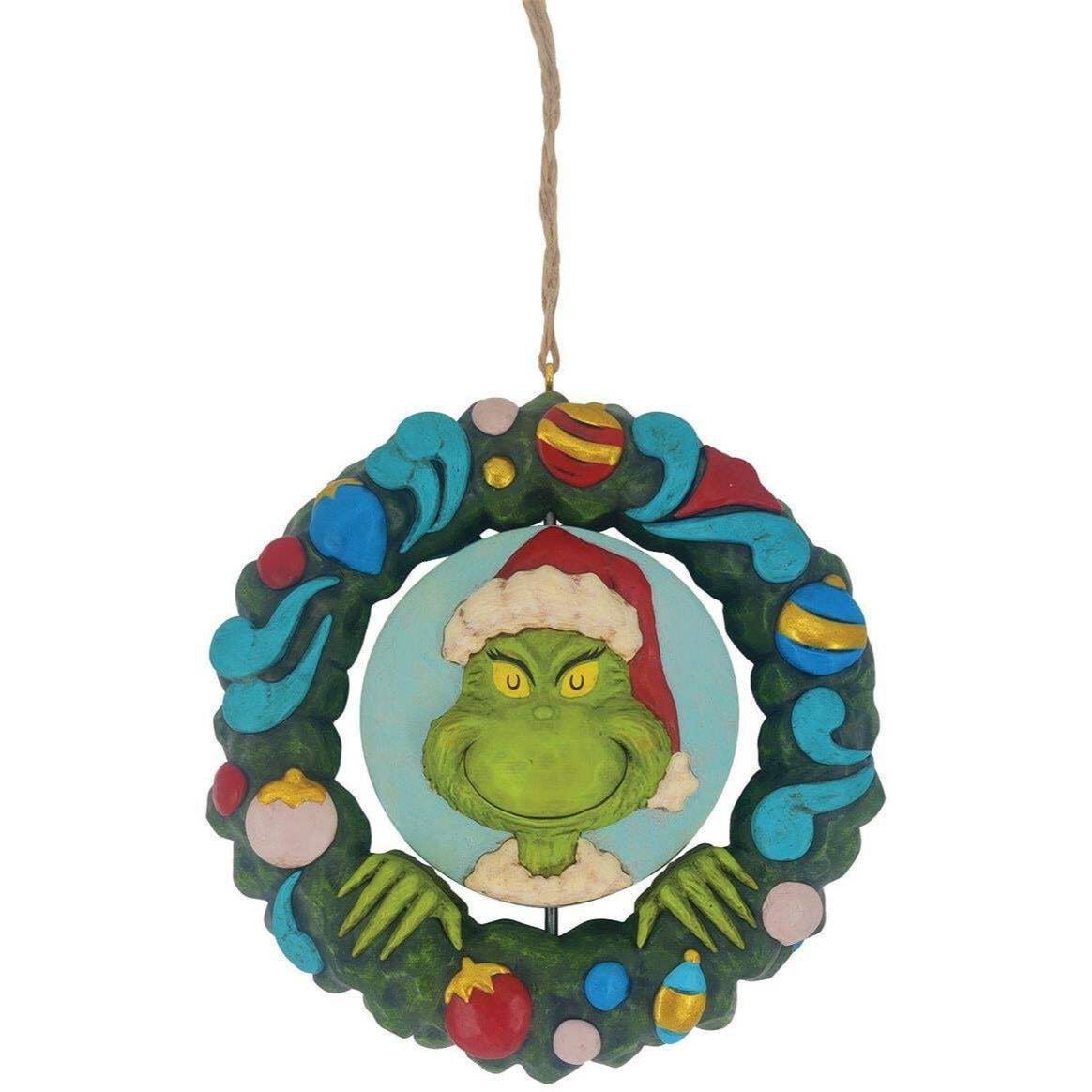 Jim Shore Grinch Bust in Wreath Ornament