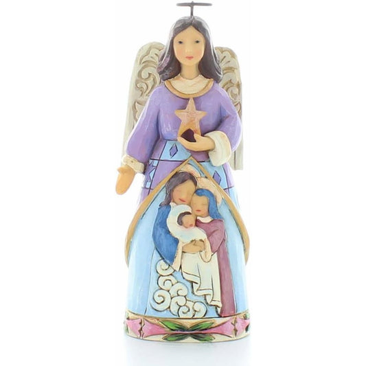 Jim Shore Heartwood Creek Angel with Holy Family Figurine, 7.25"