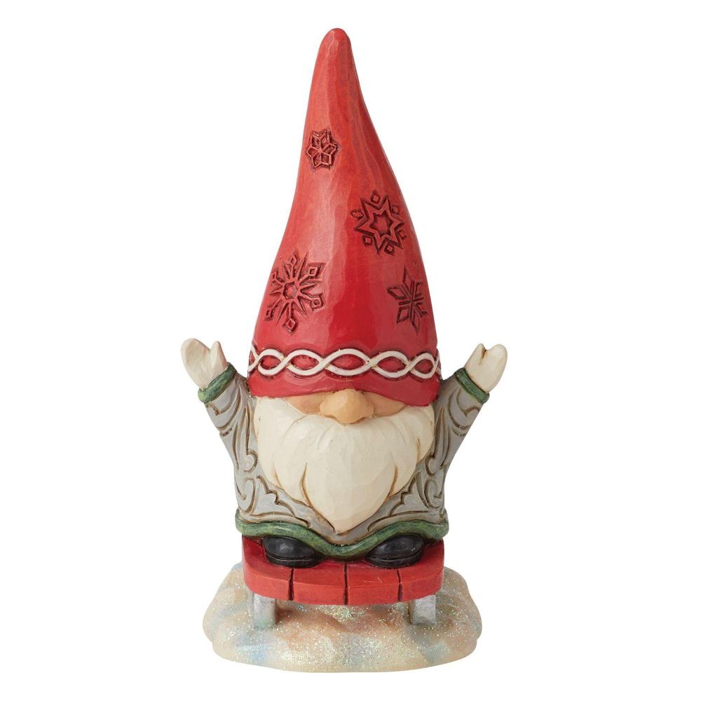 Jim Shore Heartwood Creek Gnome Sledding Figurine, 5.31 Inch