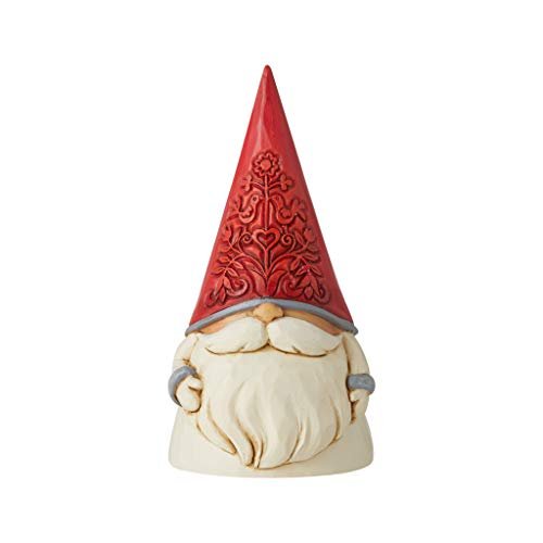 Jim Shore Heartwood Creek Nordic Noel Floral Hat Gnome Yule Tomte Figurine, 3.86" H