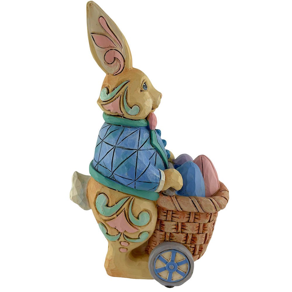 Jim Shore Heartwood Creek Pint Sized Bunny Pushing Cart Figurine, 5.9"