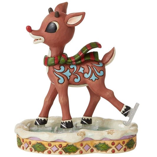 Jim Shore Heartwood Creek Rudolph Ice Skating Figurine, 6.3 Inch