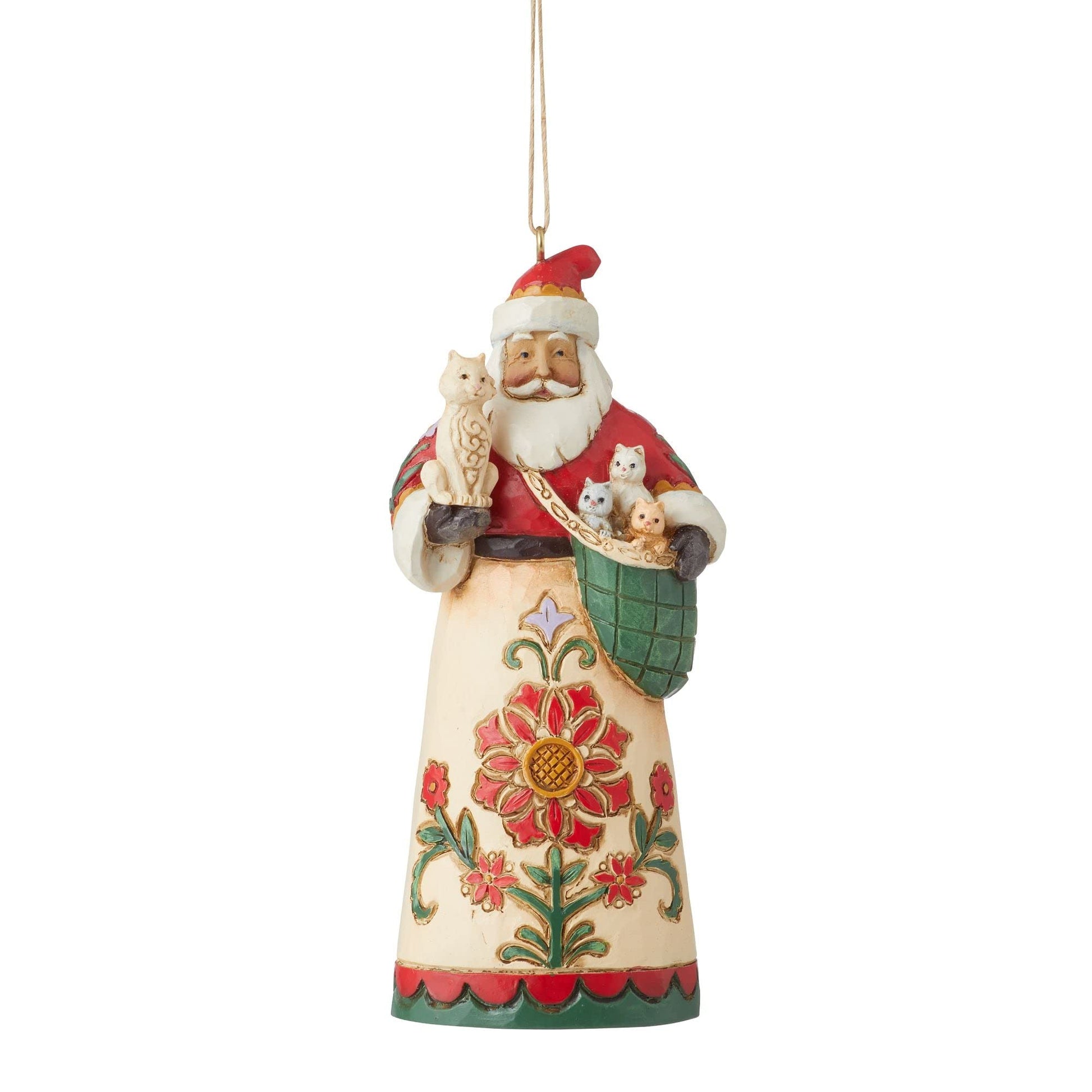 Jim Shore Heartwood Creek Santa Kittens Hanging Ornament, 4.53 Inch