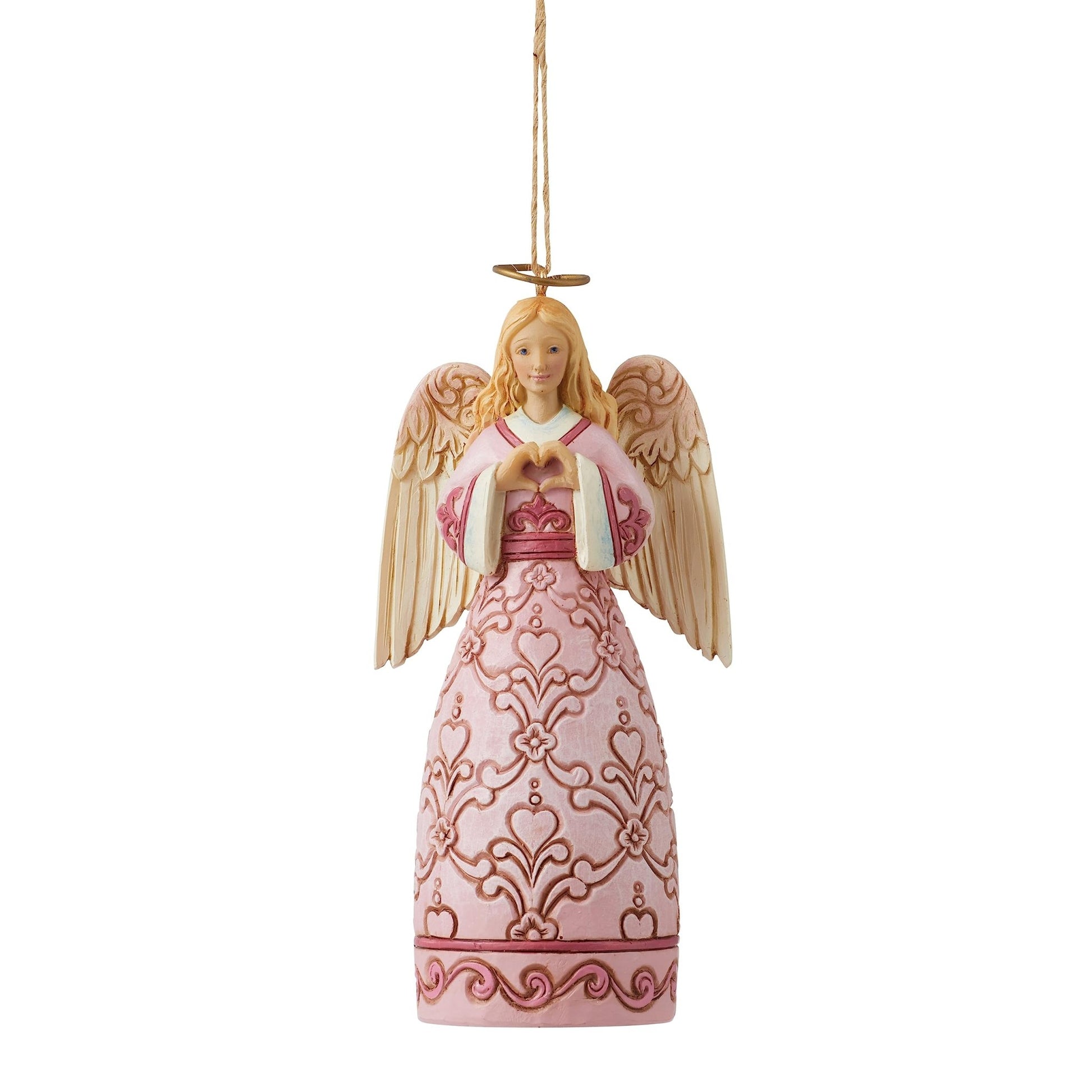 Jim Shore Heartwood Creek The Rose Pink Angel Hanging Ornament, 5"