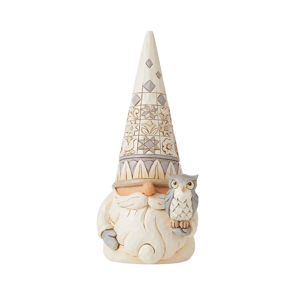 Jim Shore Heartwood Creek White Woodland Gnome with Owl Figurine