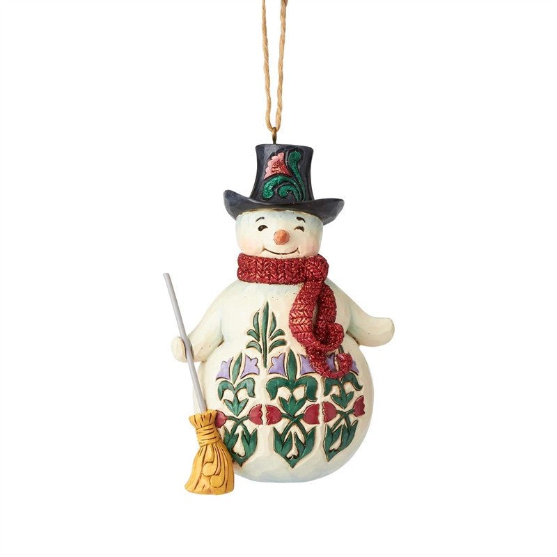 Jim Shore Heartwood Creek Wonderland Snowman with Broom Ornament