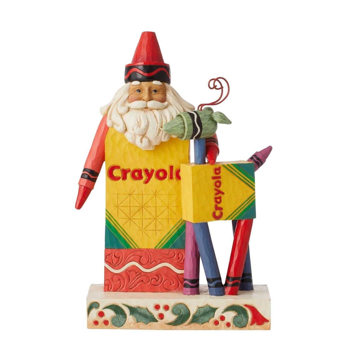 Jim Shore "Hues of the Holiday" Crayola Santa with Reindeer Figurine, 8 Inch