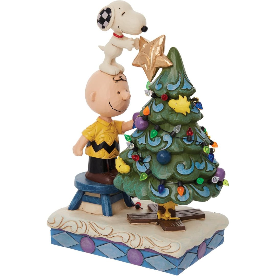 Jim Shore Peanuts Charlie Brown and Snoopy Decorating The Tree Figurine, 8.27"